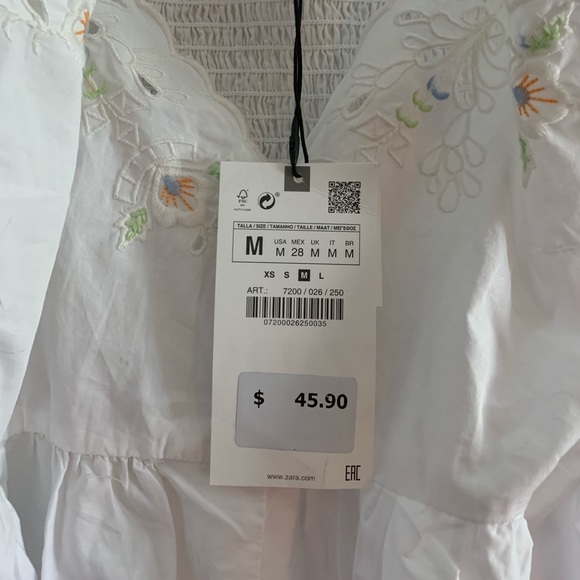 Zara white embroidered poplin dress - Picture 3 of 4